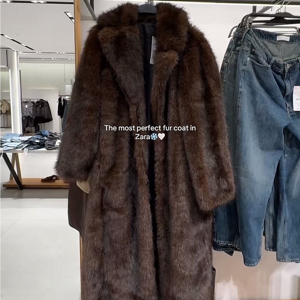 🐻🍂🤎 Zara Luxurious Brown Faux Fur Coat - Picture 4 of 6
